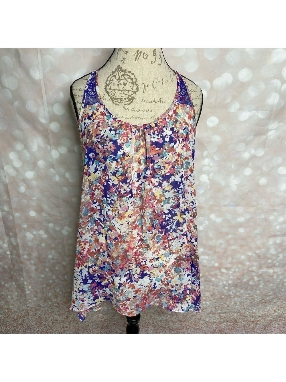 In Bloom Floral Racerback Chemise Size Medium